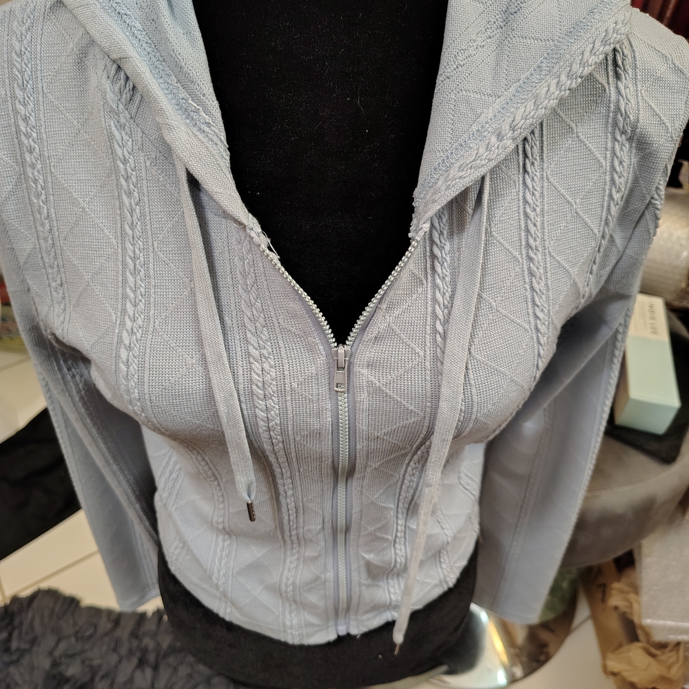 Light Blue Zip-Up Hoodie/Textured SZ XL/NWT/ Dazy/ See Info